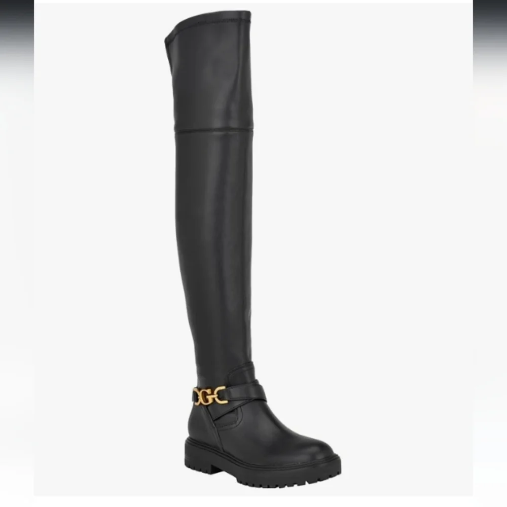 New w/Box Guess Jellio Vegan Leather 1/4 Zip Lug Sole Over The Knee Boots Size 7